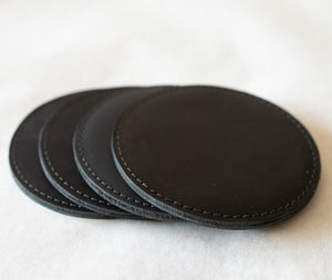 Open image in slideshow, Leather Sewn Coaster Set
